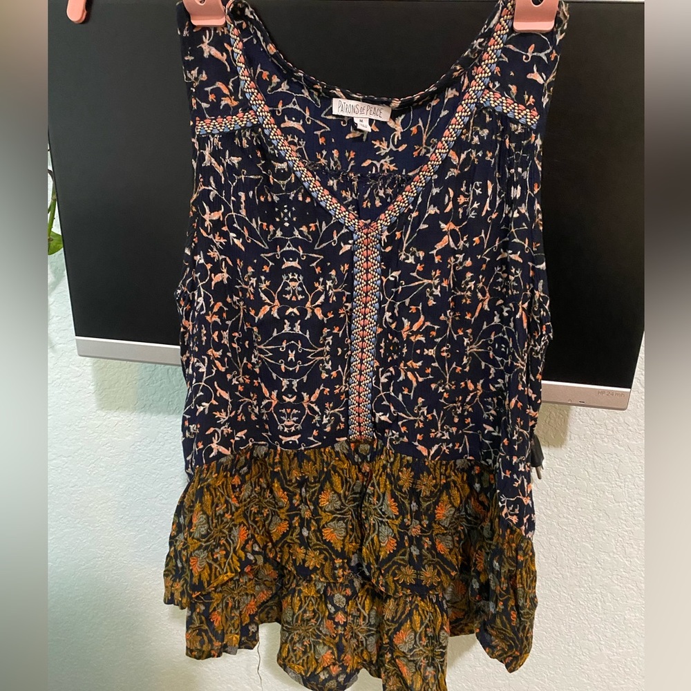 boho flowy tank top with ruffles